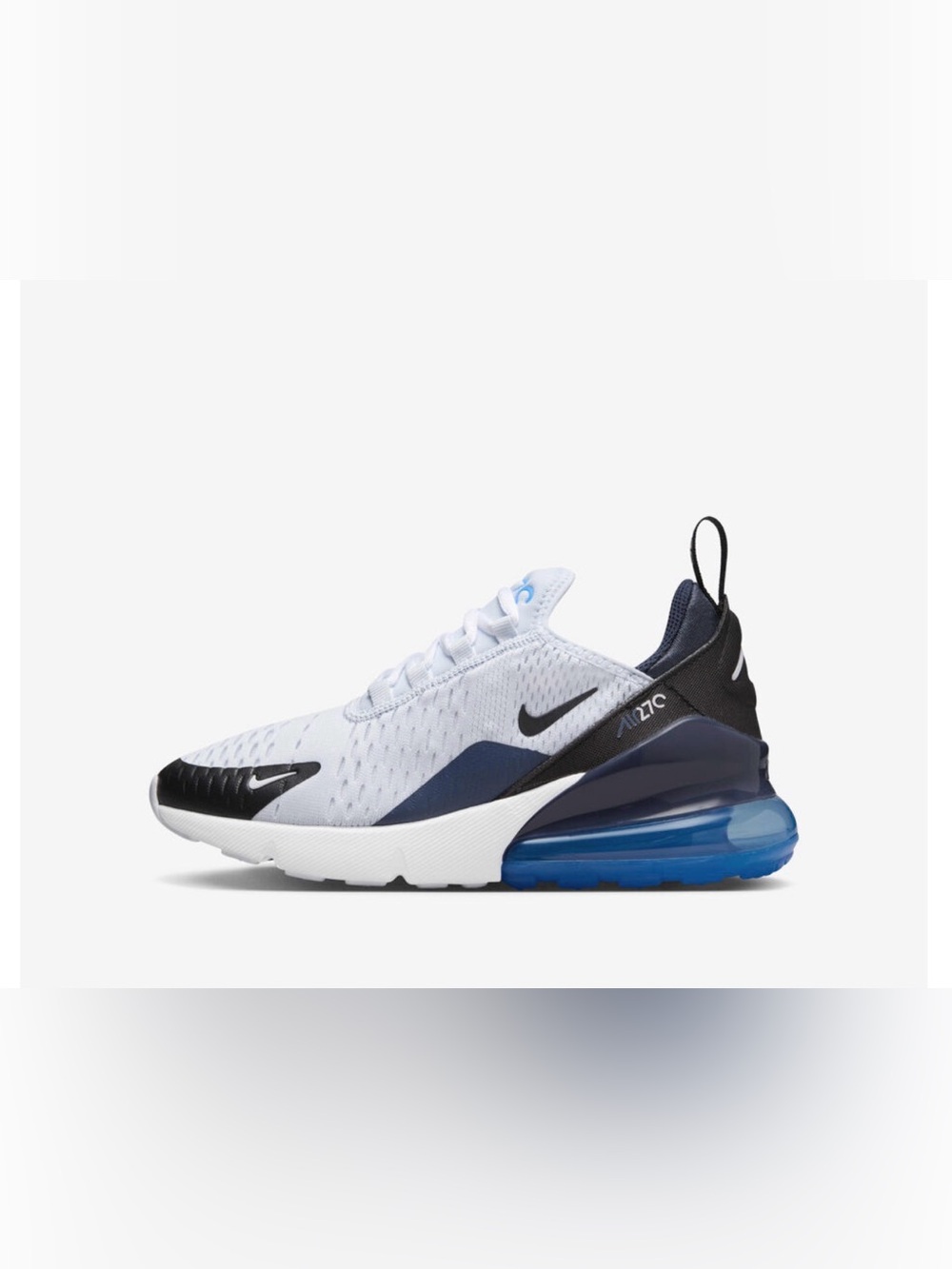 Nike Kids White/Black/Blue Air Max 270 React Sneakers - Picture 3 of 9